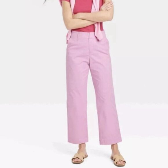 NEW A New Day High Rise Straight Leg Pants Womens 10 Pink Stretch Cotton CC09X - Picture 1 of 10